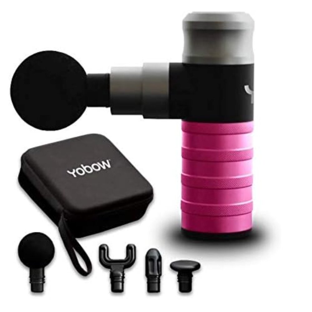 Yobow Pink Massage Gun Deep Tissue Percussion Massager 4 Heads $139 Retail
